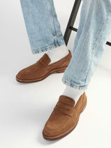 Mocassins En Cuir Clarks Marron men 26186450-vue-porte