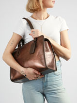 Shoulder Bag Vintage Leather Paul marius Brown vintage CABAS-vue-porte