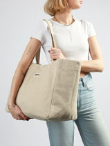 Shoulder Bag Tressage Cotton Hindbag Beige tressage TS-vue-porte
