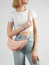Shoulder Bag Tressage Cotton Hindbag Pink tressage TS-vue-porte