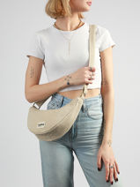 Shoulder Bag Tressage Cotton Hindbag Beige tressage TS-vue-porte