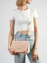 Shoulder Bag Tressage Cotton Hindbag Pink tressage TS-vue-porte