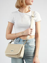 Shoulder Bag Tressage Cotton Hindbag Beige tressage TS-vue-porte