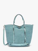 Petit Cabas Zipp� Lin Et Paillettes Vanessa bruno Bleu cabas lin 31V40435