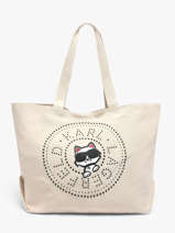Sac Port� �paule K Ikon Coton Karl lagerfeld Blanc k ikon B2W50075