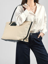 Shoulder Bag Canvas Kba Lancaster Beige canvas kba 50-vue-porte