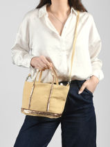 Crossbody Baby Cabas Linen Vanessa bruno Yellow cabas lin 31V40410-vue-porte