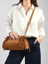 Shoulder Bag Folk Light Leather Gerard darel Brown folk light W405-vue-porte