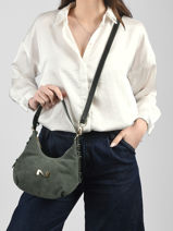 Suede Leather Sam Crossbody Bag Nathan baume Green vogue 4-vue-porte