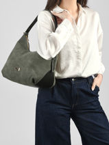 Sac Port� �paule Carrie En Cuir Daim Nathan baume Vert vogue 1-vue-porte