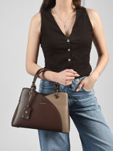 Satchel Saffiano Miniprix Brown saffiano M9431-vue-porte