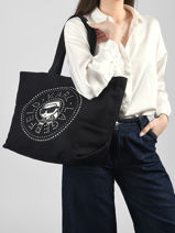 Shoulder Bag K Ikon Cotton Karl lagerfeld Black k ikon B2W50030-vue-porte