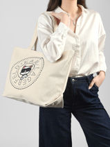 Sac Port� �paule K Ikon Coton Karl lagerfeld Blanc k ikon B2W50075-vue-porte