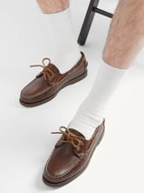 Boat Shoes In Leather Sebago Brown men 70000G0-vue-porte
