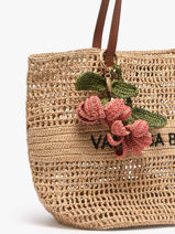 Raffia Lily Bag Charm Vanessa bruno Pink charms 96V42673-vue-porte