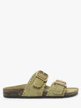 Slippers With Straps In Leather Semerdjian Green women ARIANNA