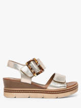 Wedge Sandals In Leather Remonte Gold women 90