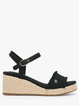 Sandals In Leather Tommy hilfiger Black women 9470BDS