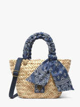 Satchel Bandana Straw Le voyage en panier Blue bandana PM968