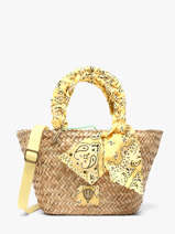 Satchel Bandana Straw Le voyage en panier Yellow bandana PM968