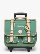 Schoolbag On Wheels For Kids 2 Compartments Cameleon Green vintage fantasy PBVGCR38