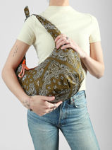 Sac Port� �paule Bandana Coton Le voyage en panier Vert bandana PM970-vue-porte