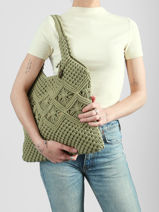 Shoulder Bag Estival Cotton Le voyage en panier Green estival PM941-vue-porte