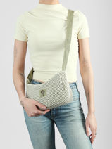 Shoulder Bag Resille Cotton Le voyage en panier Green resille PM942-vue-porte
