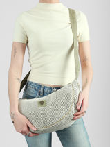 Sac Bandouli�re Resille Coton Le voyage en panier Vert resille PM943-vue-porte