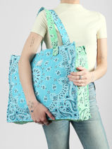 Shoulder Bag Bandana Cotton Le voyage en panier Blue bandana PM965-vue-porte