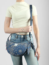 Shoulder Bag Bandana Cotton Le voyage en panier Blue bandana PM969-vue-porte