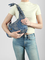 Sac Port� �paule Bandana Coton Le voyage en panier Bleu bandana PM970-vue-porte