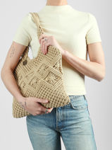 Sac Port� �paule Estival Coton Le voyage en panier Beige estival PM941-vue-porte