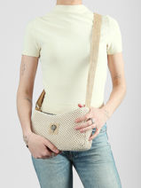 Sac Bandouli�re Resille Coton Le voyage en panier Beige resille PM942-vue-porte