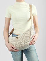 Shoulder Bag Resille Cotton Le voyage en panier Beige resille PM943-vue-porte