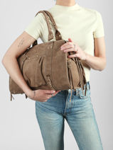 A4 Size Shoulder Bag Velvet Milano Beige velvet VE24095O-vue-porte
