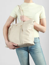 Sac Port� �paule Zip Lulu castagnette Beige zip ALBIN-vue-porte