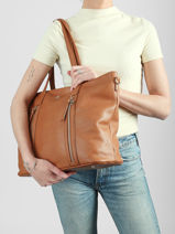 Shoulder Bag Zip Lulu castagnette Brown zip ALBIN-vue-porte