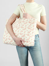 Shoulder Bag Floral Cotton Bindi atelier Beige floral MS-vue-porte