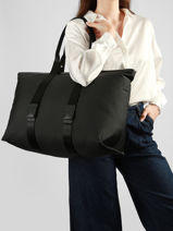 Large Tote Bag Mistral Rollable Nylon And Leather Lancel Black mistral A13996-vue-porte