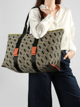 Sac Cabas Zipp� L Mistral Rollable Nylon Et Cuir Lancel Multicolore mistral A13998-vue-porte