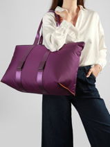 Large Tote Bag Mistral Rollable Nylon And Leather Lancel Violet mistral A13996-vue-porte