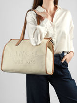 Shoulder Bag Jour Canvas And Leather Lancel Beige jour A14028-vue-porte