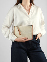 Trousse Jour Toile Et Cuir Lancel Beige jour A14029-vue-porte