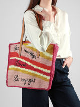 Sac Cabas Lancel Plage Crochet Lancel Multicolore summer capsule A14005-vue-porte