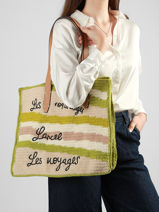 Sac Cabas Lancel Plage Crochet Lancel Vert summer capsule A14005-vue-porte