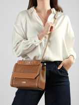 Medium Leather Ninon Ajour� Crossbody Bag Lancel Brown ninon A14009-vue-porte