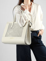 Sac Port� �paule Jour Ajour� Cuir Lancel Blanc jour A14011-vue-porte