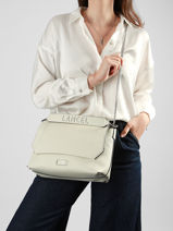 Large Leather Ninon Soft Shoulder Bag Lancel White ninon A13783-vue-porte