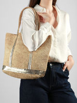 Satchel Cabas Raphia Raphia Vanessa bruno Beige cabas raphia 64V40380-vue-porte